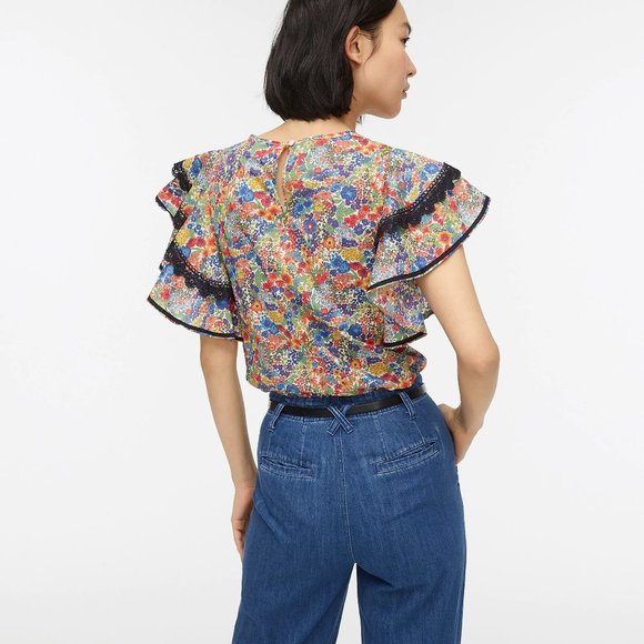 J.Crew Cotton popover top in Liberty Margaret Annie floral print XS 0 2 - Picture 4 of 16